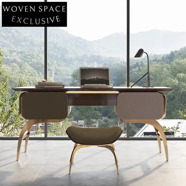 Luxury Nordic Executive Wooden Office Desk for Home or Villa Study