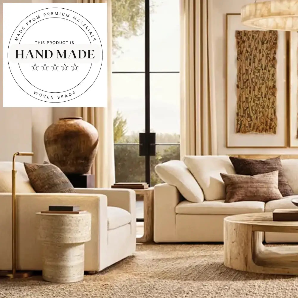 Luxury Nordic Modern Natural Travertine Stone Accent Side Table