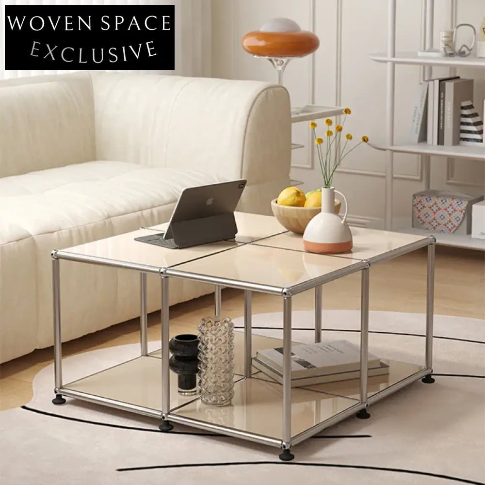 Luxury Nordic Stainless Steel Square Modular Modern Living Room Coffee Table