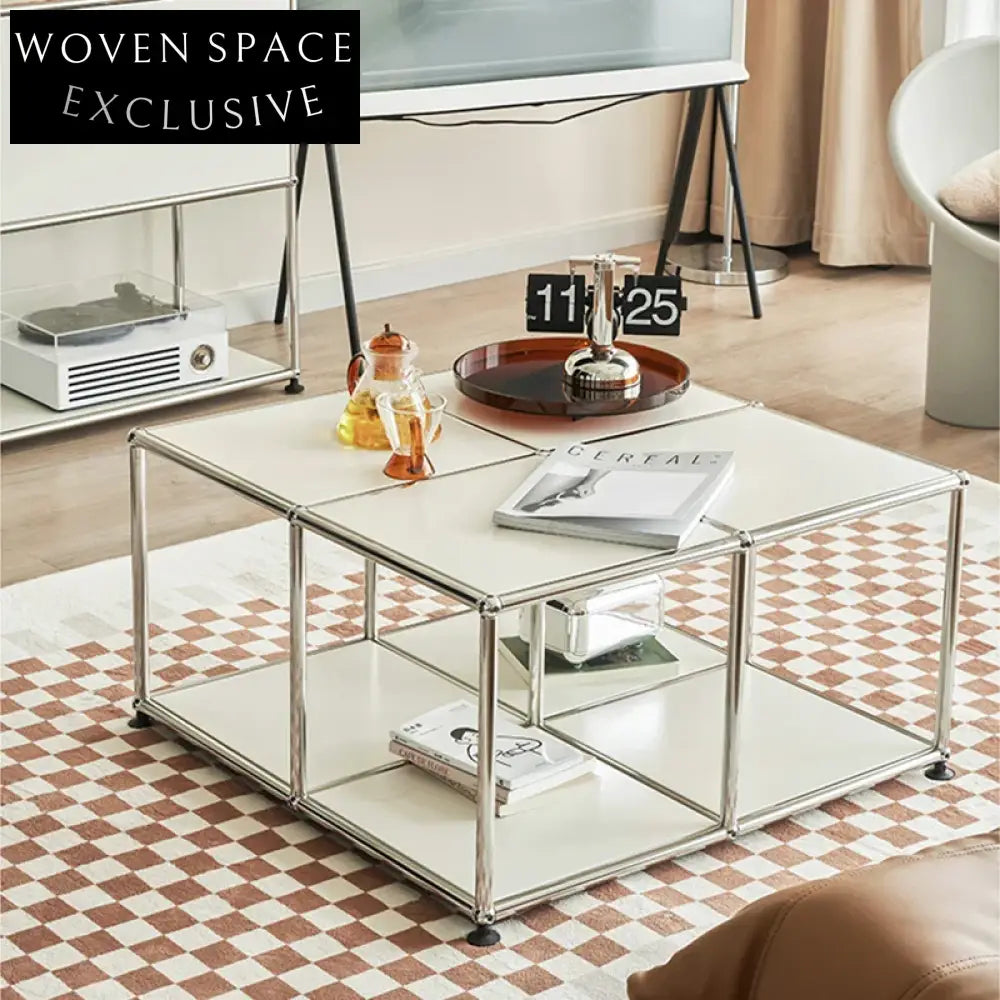 Luxury Nordic Stainless Steel Square Modular Modern Living Room Coffee Table