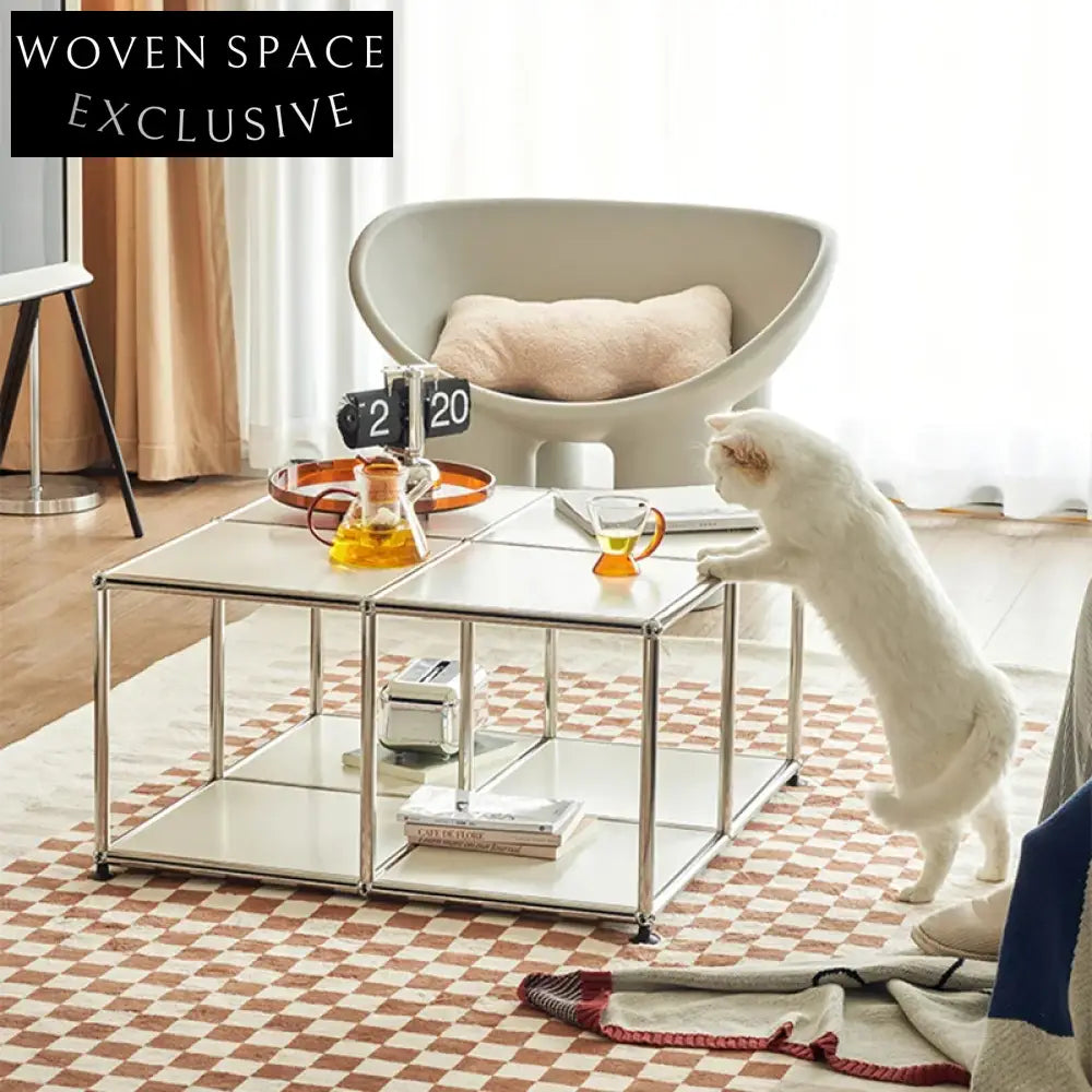 Luxury Nordic Stainless Steel Square Modular Modern Living Room Coffee Table