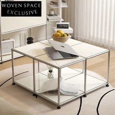 Luxury Nordic Stainless Steel Square Modular Modern Living Room Coffee Table