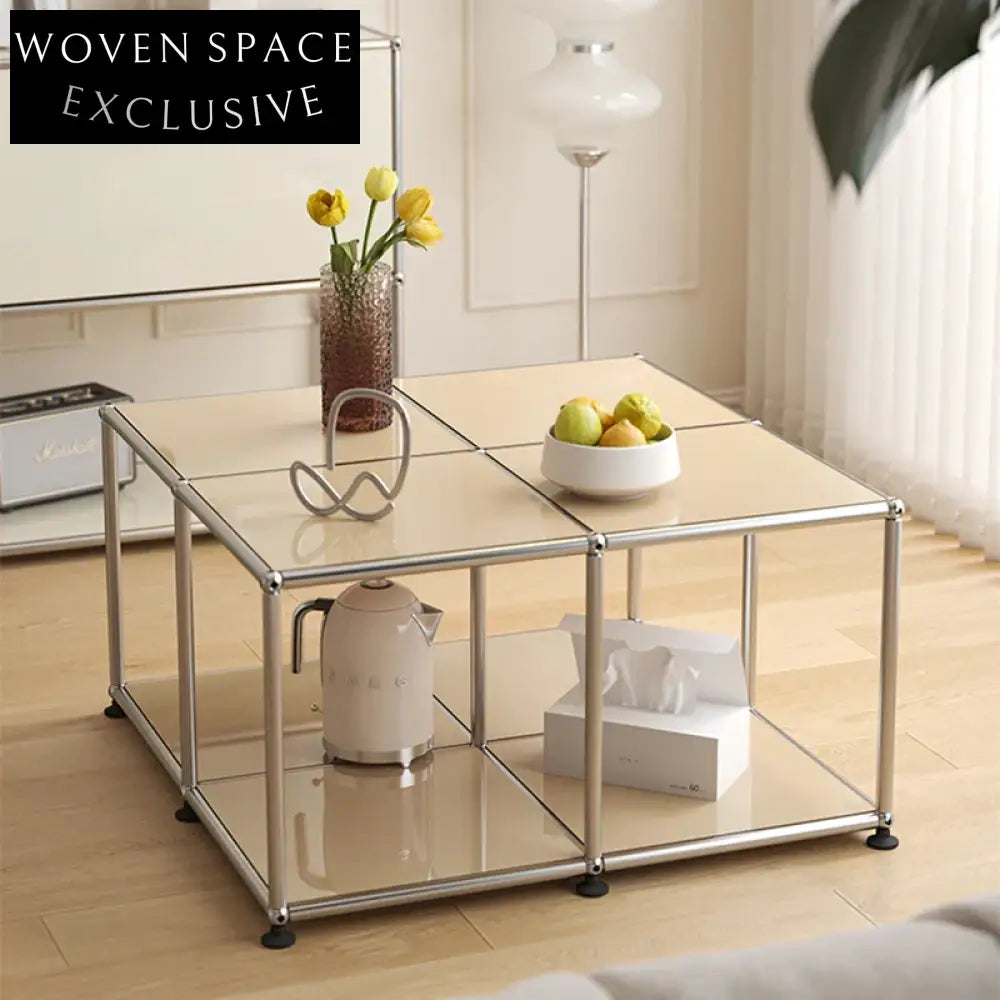 Luxury Nordic Stainless Steel Square Modular Modern Living Room Coffee Table