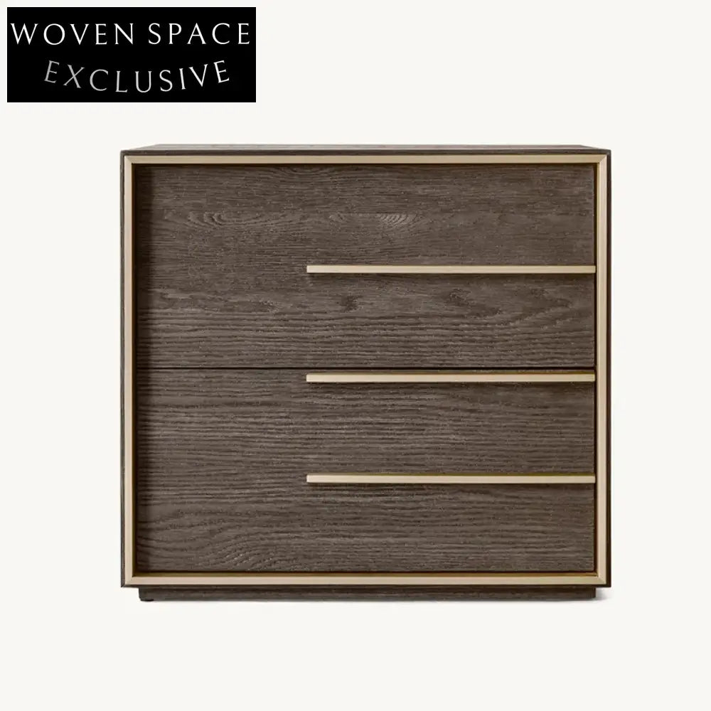 Luxury Oak Wood 3-Drawer Solid Nightstand Bedside Table for Modern Bedroom Decor