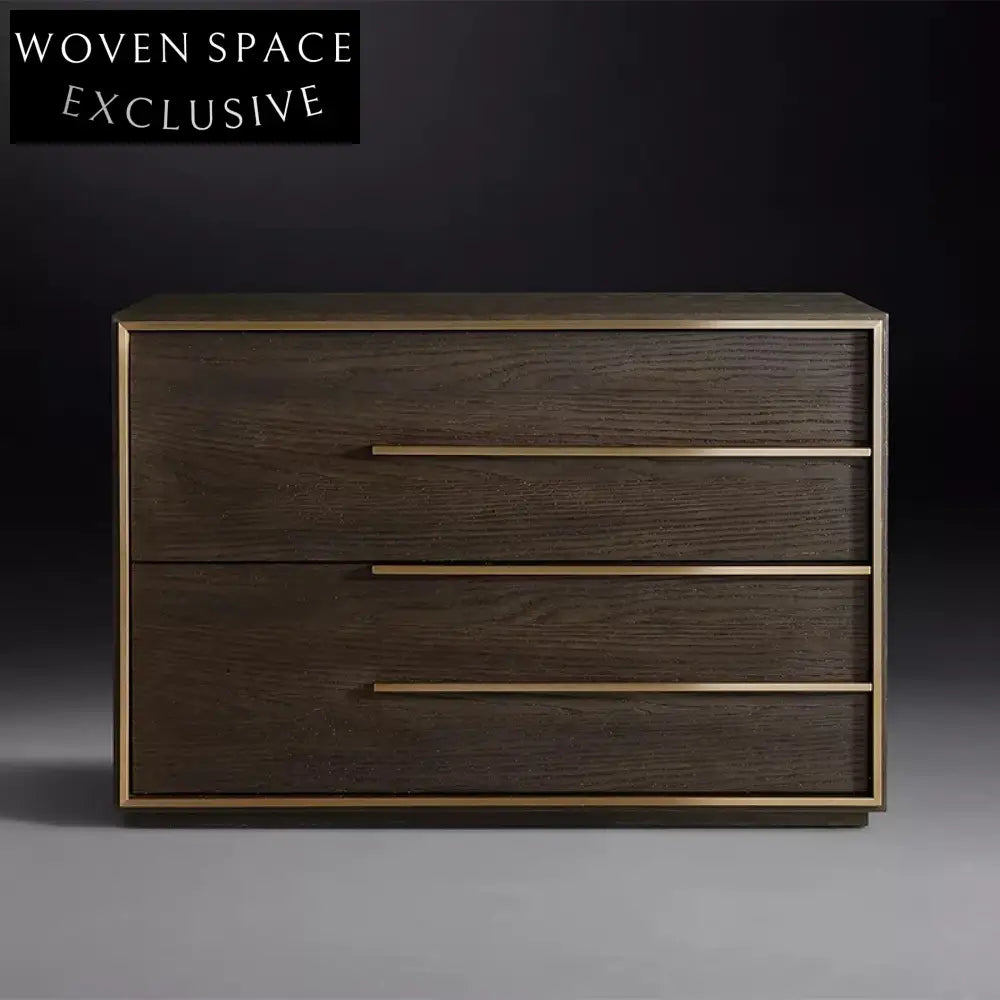 Luxury Oak Wood 3-Drawer Solid Nightstand Bedside Table for Modern Bedroom Decor