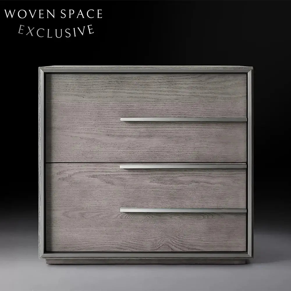 Luxury Oak Wood 3-Drawer Solid Nightstand Bedside Table for Modern Bedroom Decor