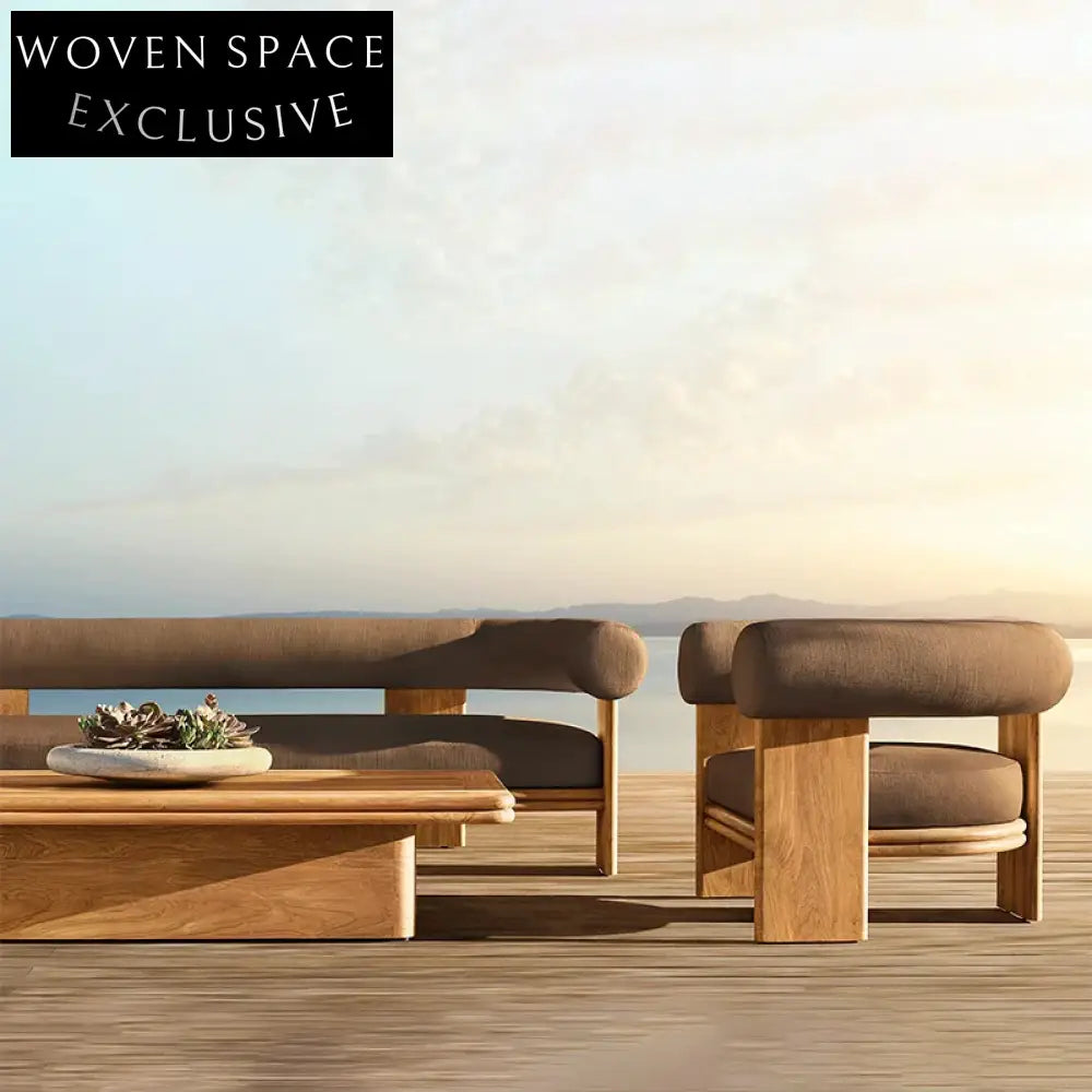 Luxury Outdoor Chaise Lounge Sofa, Waterproof Fabric, 3-Seat Sectional, Garden Sofa