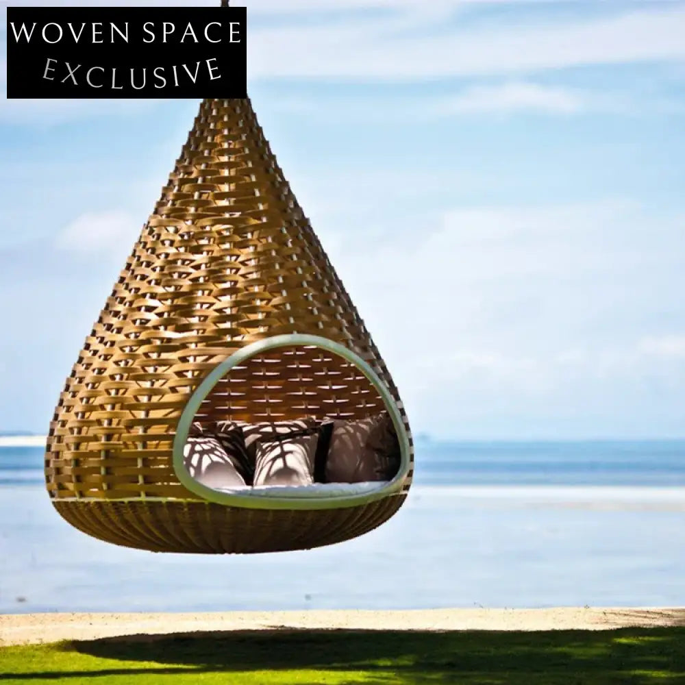 Luxury Outdoor Nest Bird Round Swing Chair Resin Rattan Hanging Bed