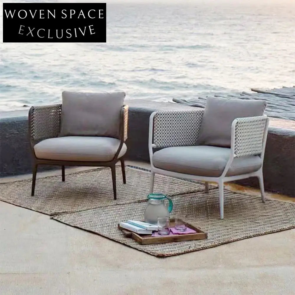 Luxury Outdoor Patio Lounge Chair with Armrests and Plush Cushions