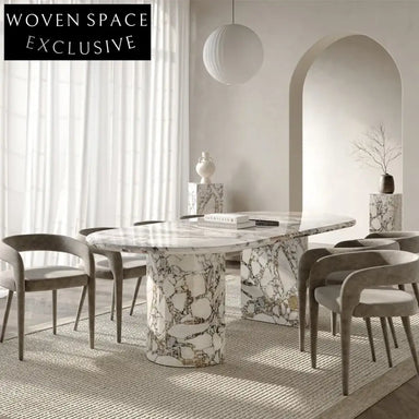 Luxury Oval Marble Dining Table, 10 Seater, Modern Italian Design Table