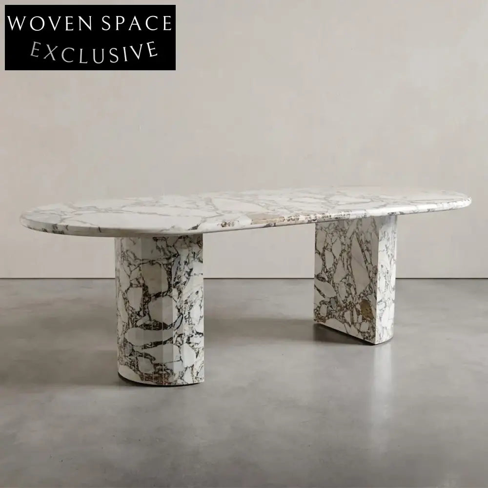 Luxury Oval Marble Dining Table, 10 Seater, Modern Italian Design Table
