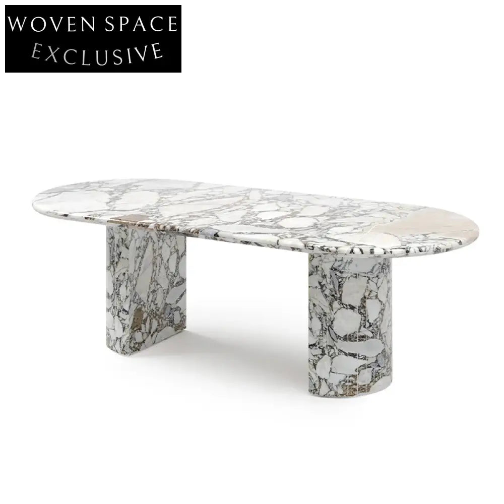 Luxury Oval Marble Dining Table, 10 Seater, Modern Italian Design Table