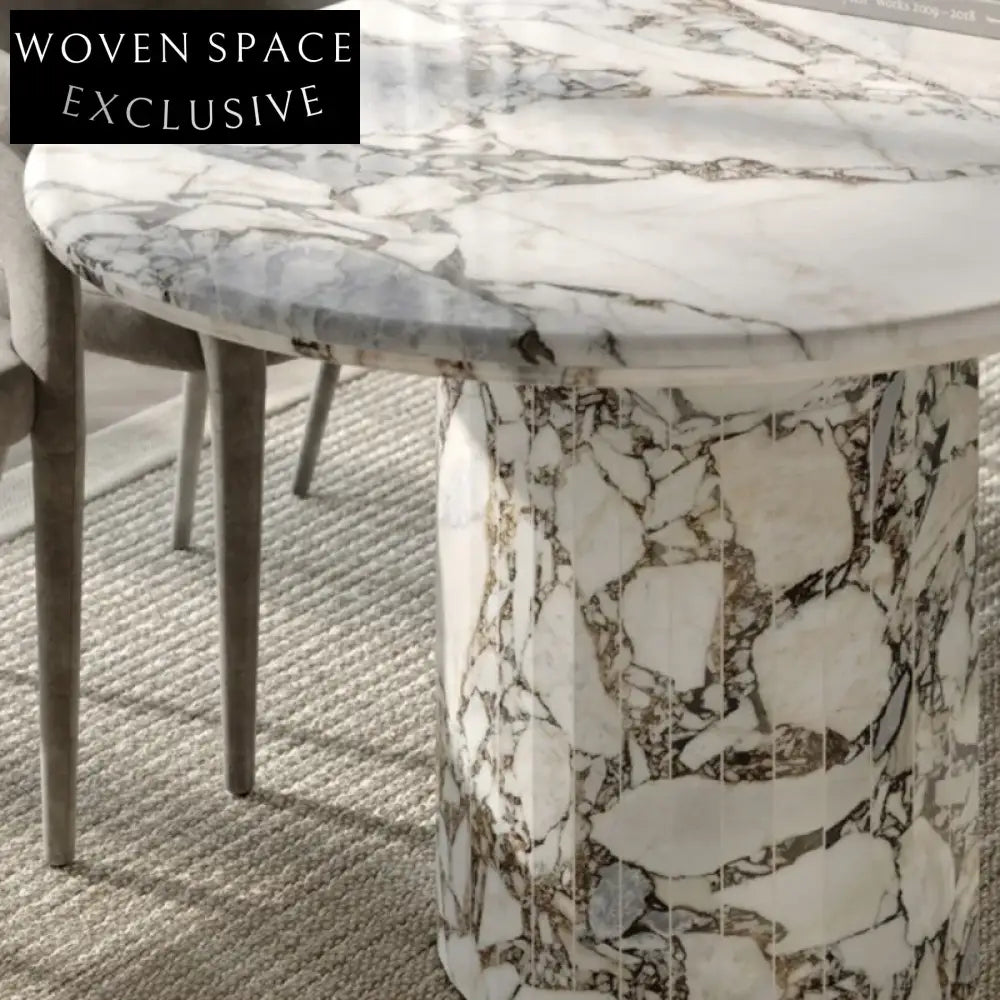 Luxury Oval Marble Dining Table, 10 Seater, Modern Italian Design Table