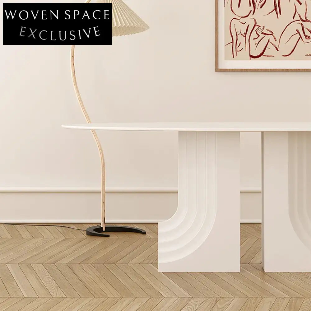 Luxury Oval Marble Top Dining Table with Modern Wood Base for Dining Room