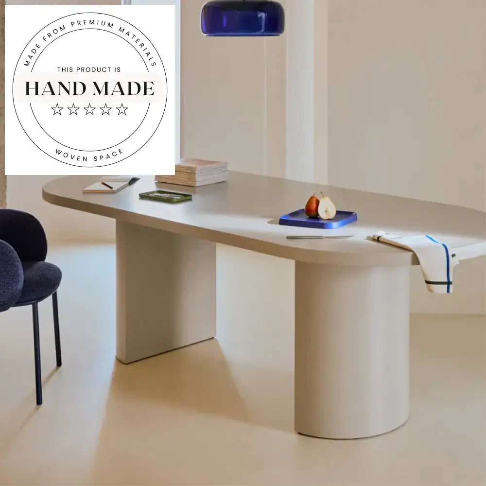 Luxury Oval Solid Wood Oak and Walnut Modern Dining Table