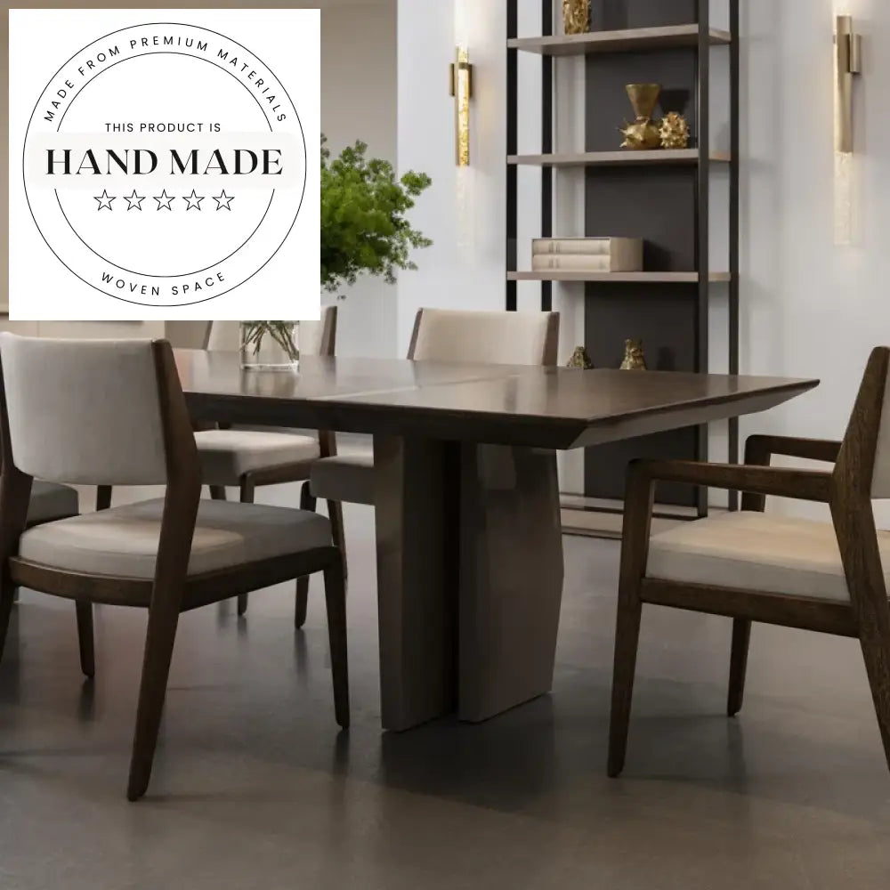 Luxury Oval Solid Wood Oak and Walnut Modern Dining Table