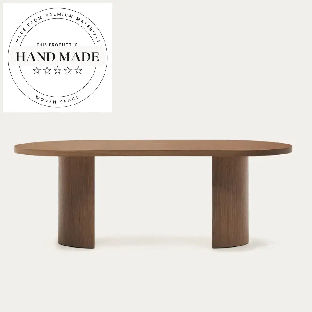 Luxury Oval Solid Wood Oak and Walnut Modern Dining Table
