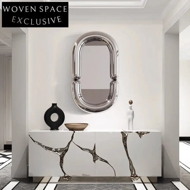 Luxury Oval Stainless Steel Wall Art Decor Mirror for Elegant Home Spaces