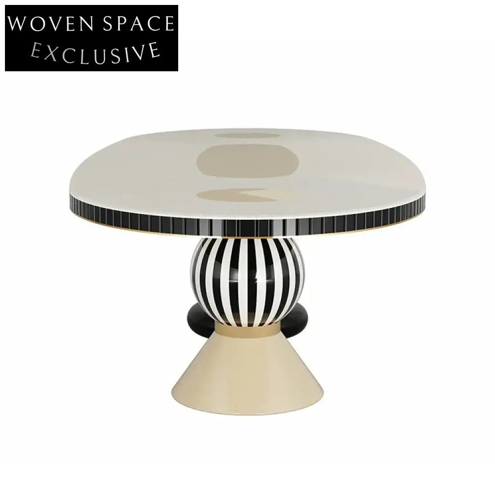 Luxury Oval Wooden Dining Table Set, Black White Finish, Seats Eight