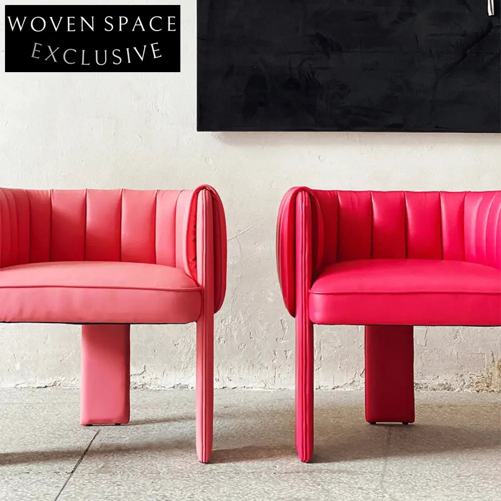 Luxury Pink Leather Armchair Dining Chair for Elegant Home and Cafe