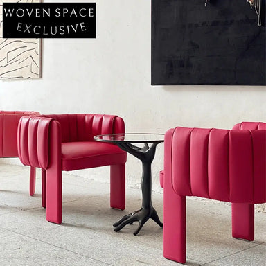 Luxury Pink Leather Armchair Dining Chair for Elegant Home and Cafe