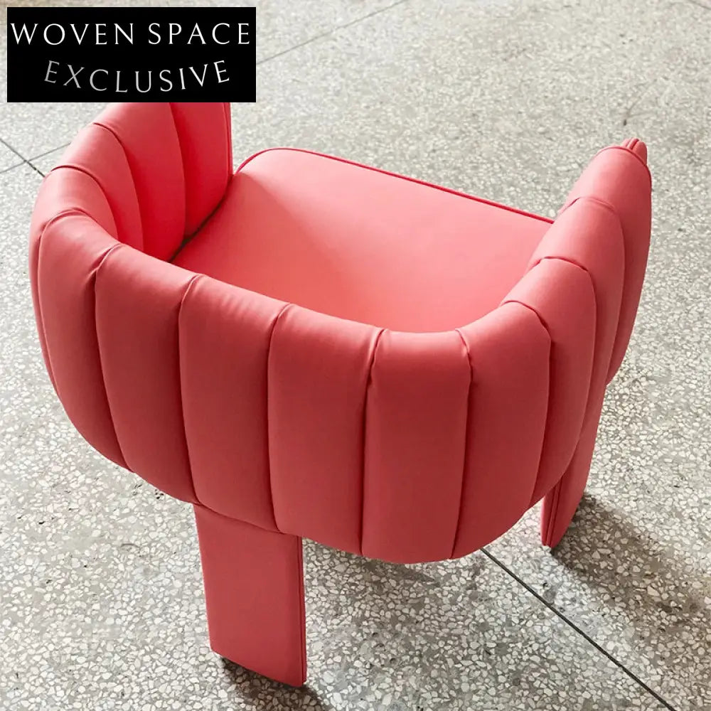 Luxury Pink Leather Armchair Dining Chair for Elegant Home and Cafe