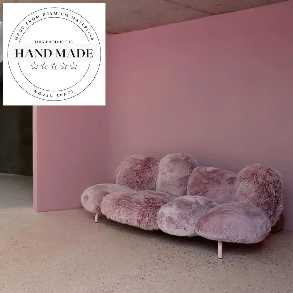 Luxury Pink Plush Velvet Finger Design Upholstered Accent Sofa