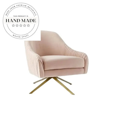 Luxury Pink Velvet Swivel Recliner Gold Metal Legs Modern Armchair