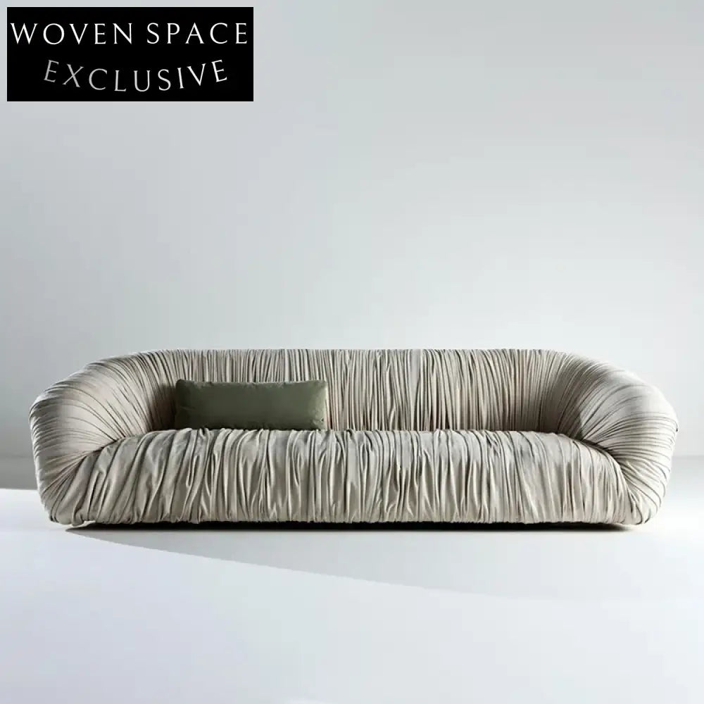 Luxury Pleated Leather Modern Living Room L-Shape Velvet Sectional Sofa