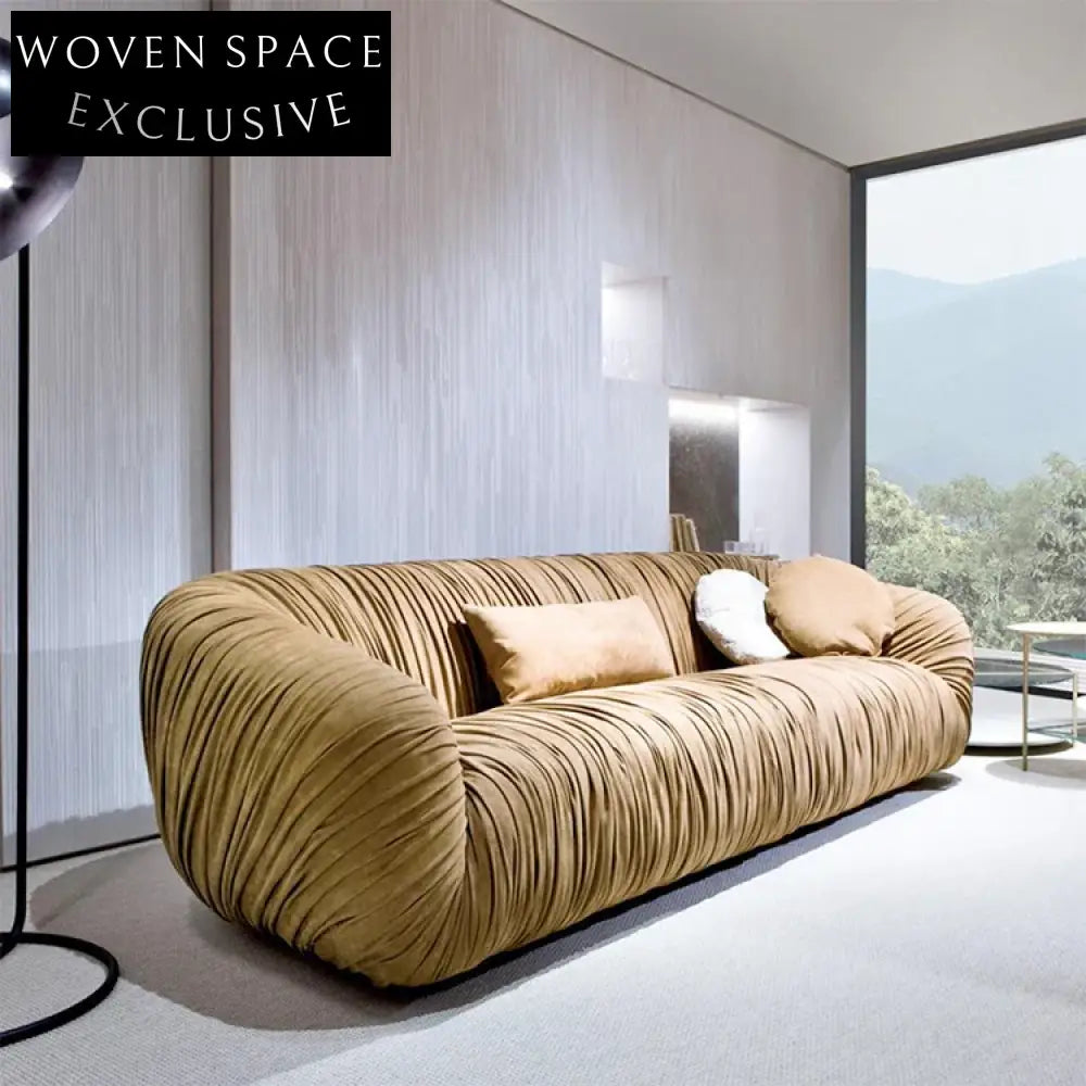 Luxury Pleated Leather Modern Living Room L-Shape Velvet Sectional Sofa