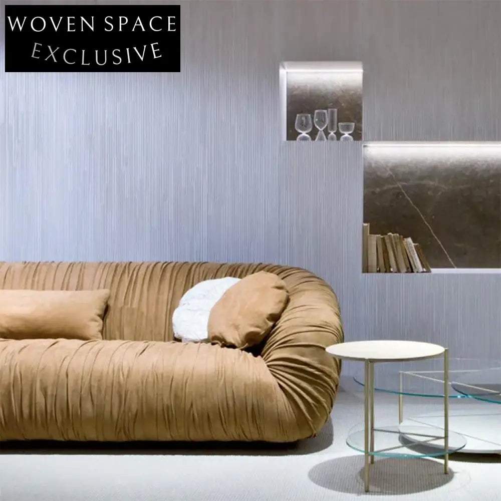 Luxury Pleated Leather Modern Living Room L-Shape Velvet Sectional Sofa