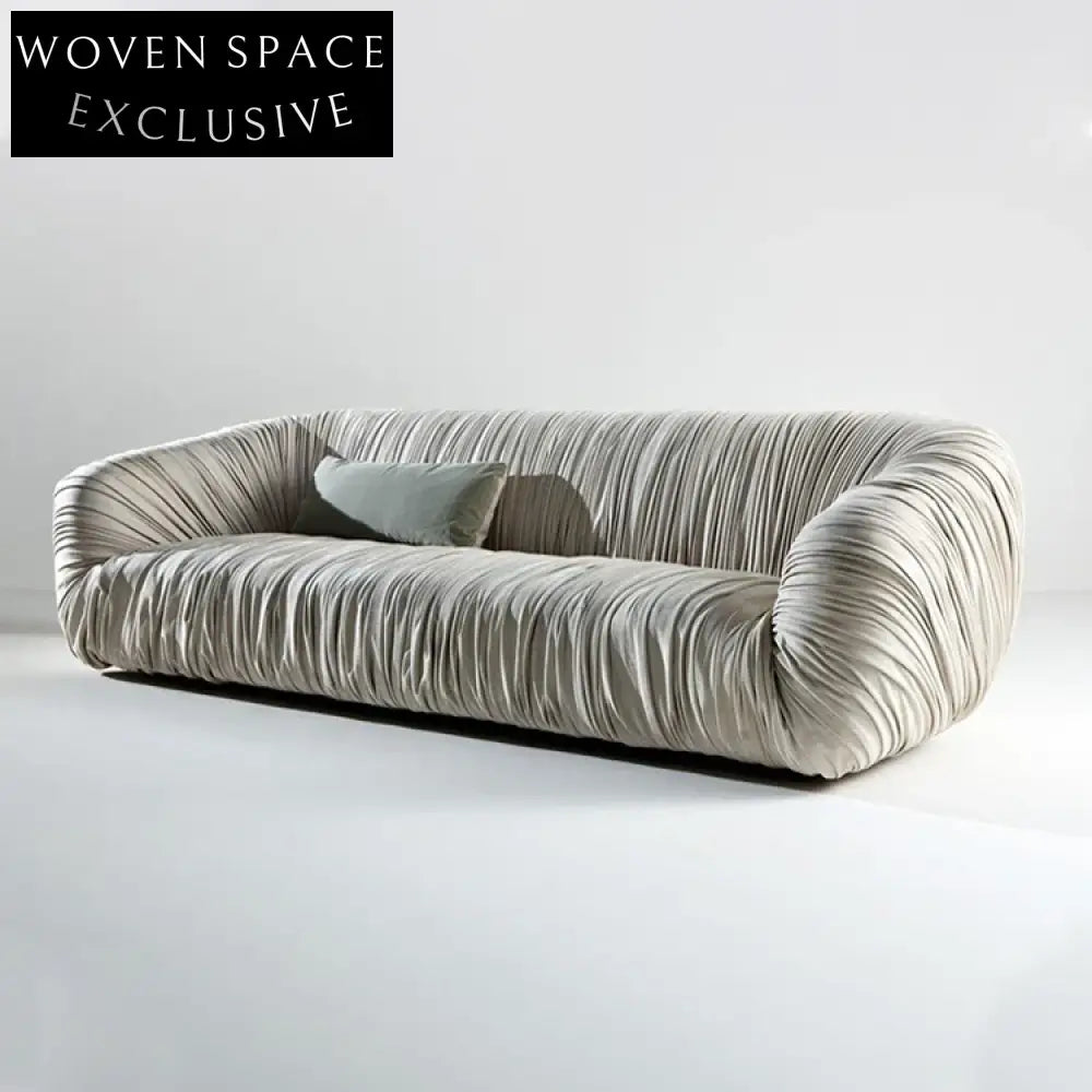 Luxury Pleated Leather Modern Living Room L-Shape Velvet Sectional Sofa