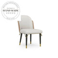 Luxury Post Modern Upholstered Leather and Stainless Steel Dining Chair