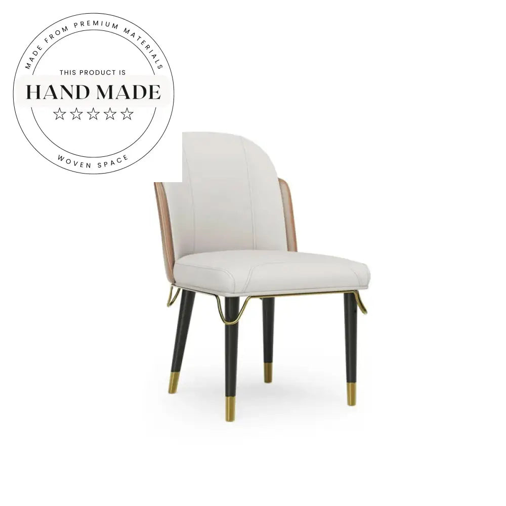 Luxury Post Modern Upholstered Leather and Stainless Steel Dining Chair