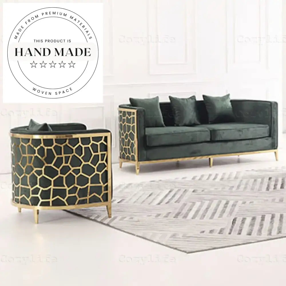 Luxury Post Modern Velvet Fabric Stainless Steel Frame Sofa