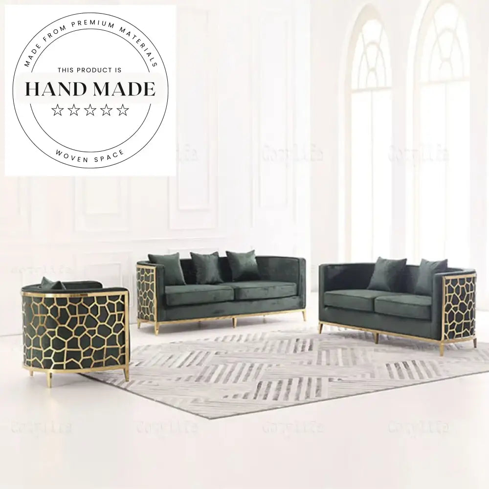 Luxury Post Modern Velvet Fabric Stainless Steel Frame Sofa