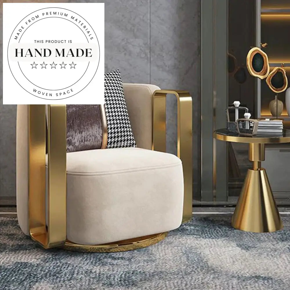 Luxury Postmodern Revolving Fabric Lounge Armchair, Single Swivel Leisure Chair