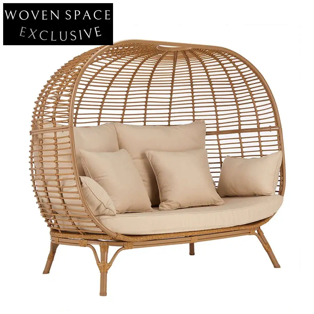 Luxury Rattan Hanging Egg Chair with Plush Cushions for Patio & Deck