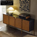 Luxury Rattan Sideboard Cabinet: Retro Solid Wood Storage for Kitchen & Living Room