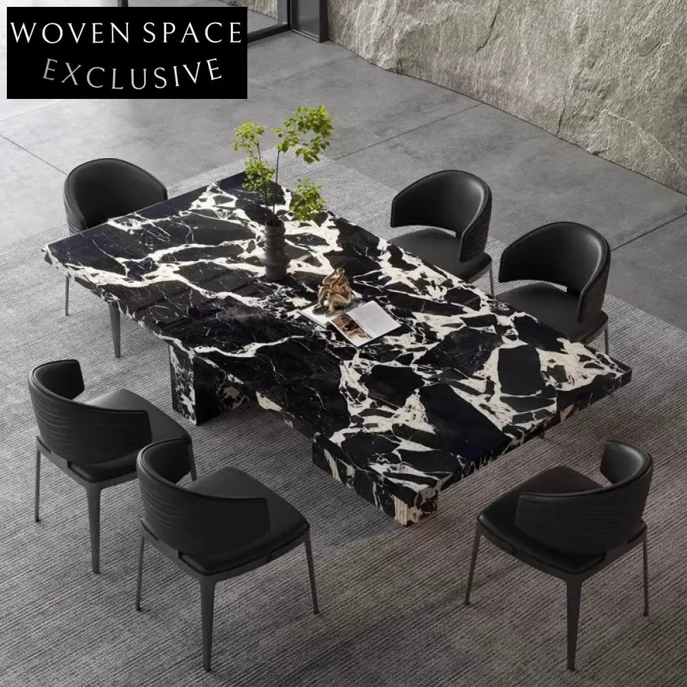 Luxury Rectangular 6-Seater Marble Dining Table, High-End Design