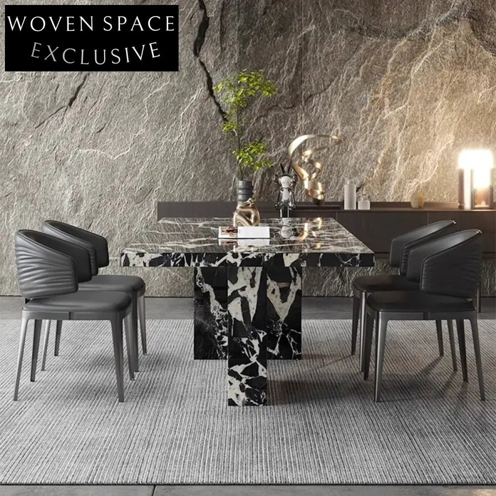 Luxury Rectangular 6-Seater Marble Dining Table, High-End Design