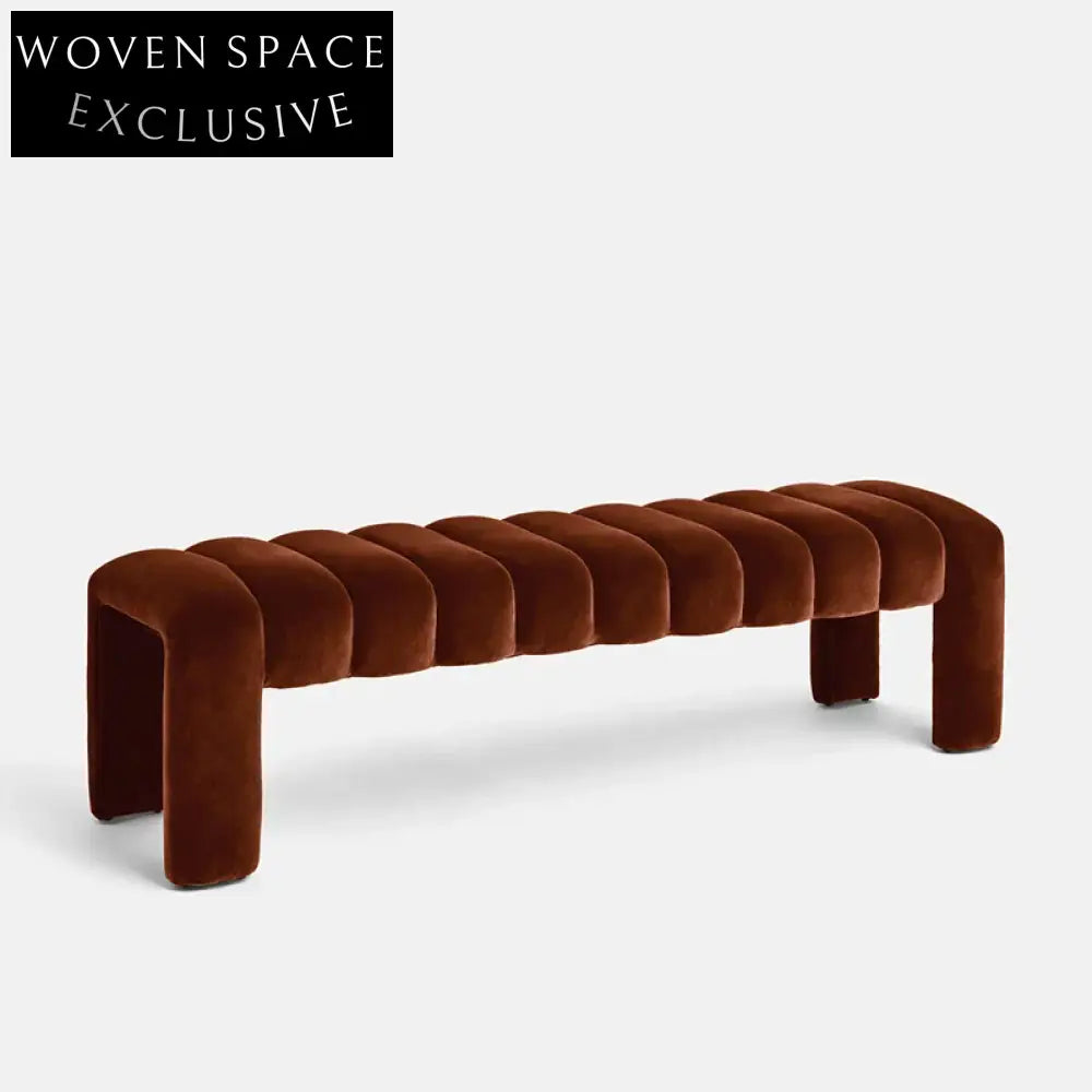 Luxury Red Velvet Modern Long Bed End Ottoman Bench for Bedroom Dressing