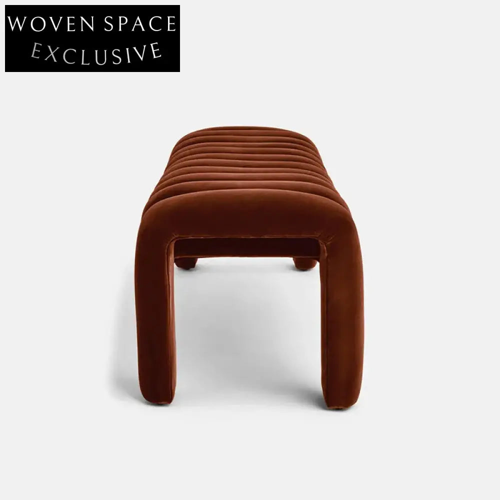 Luxury Red Velvet Modern Long Bed End Ottoman Bench for Bedroom Dressing