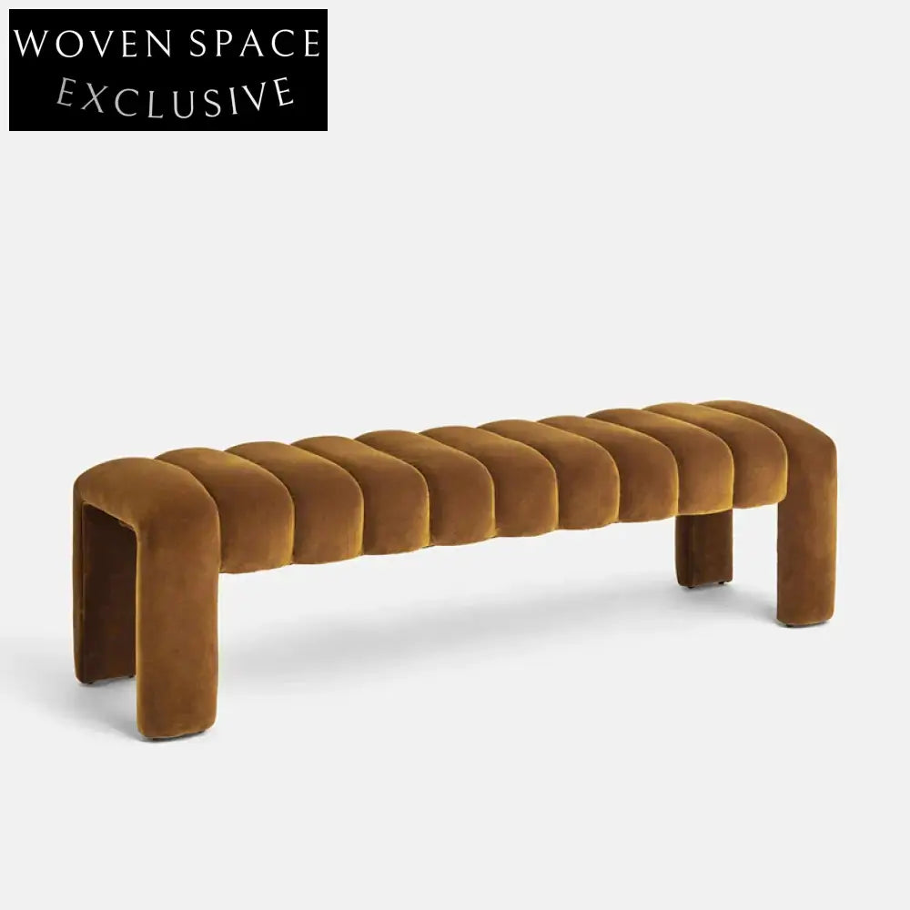 Luxury Red Velvet Modern Long Bed End Ottoman Bench for Bedroom Dressing