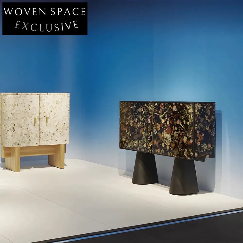 Luxury Resin Inlay Solid Wood Sideboard Cabinet, Two-Door Elegant Storage Solution