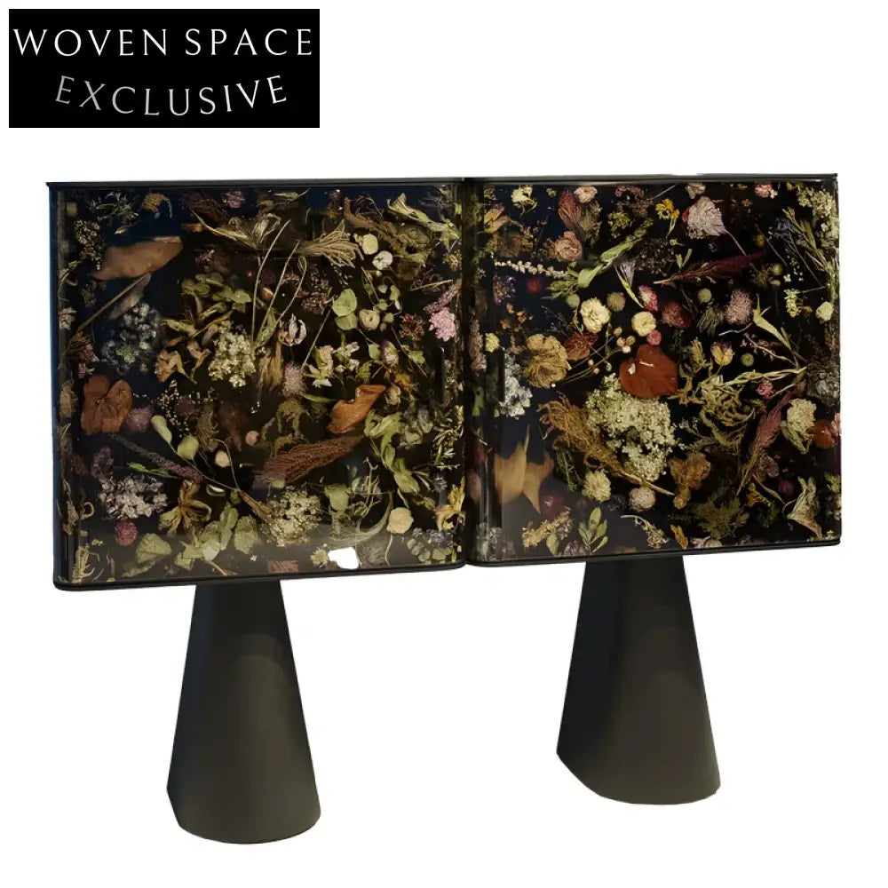 Luxury Resin Inlay Solid Wood Sideboard Cabinet, Two-Door Elegant Storage Solution