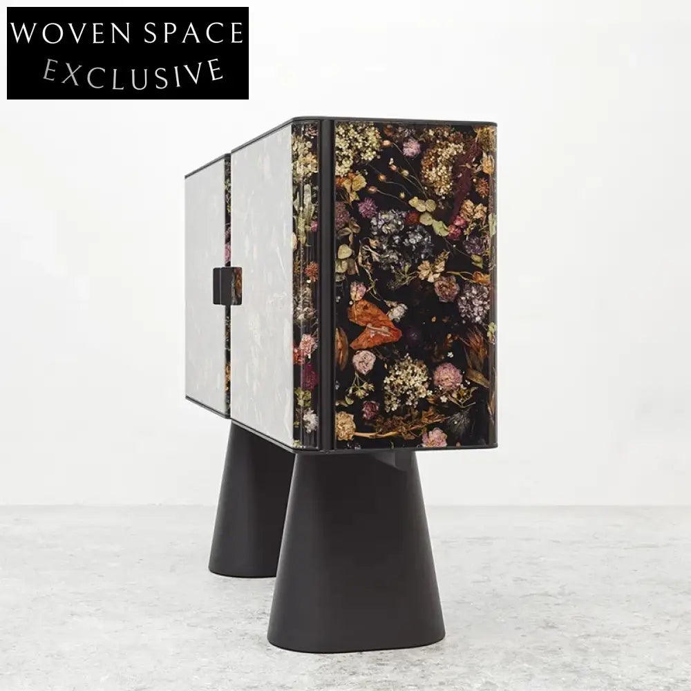 Luxury Resin Inlay Solid Wood Sideboard Cabinet, Two-Door Elegant Storage Solution