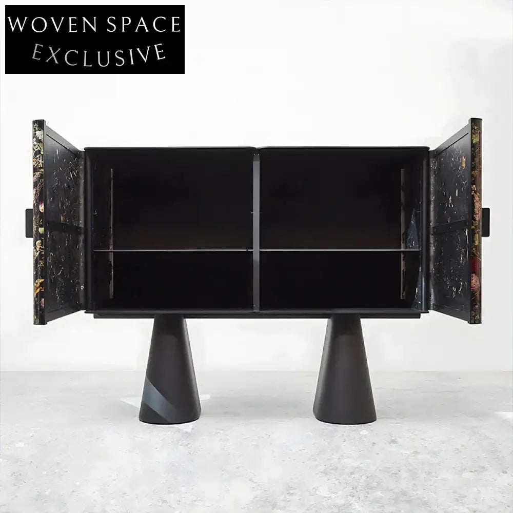 Luxury Resin Inlay Solid Wood Sideboard Cabinet, Two-Door Elegant Storage Solution