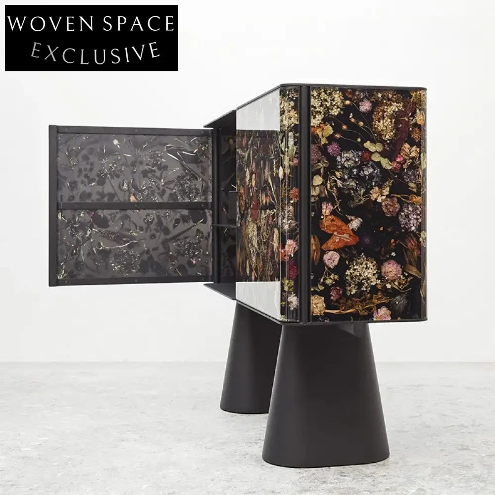 Luxury Resin Inlay Solid Wood Sideboard Cabinet, Two-Door Elegant Storage Solution