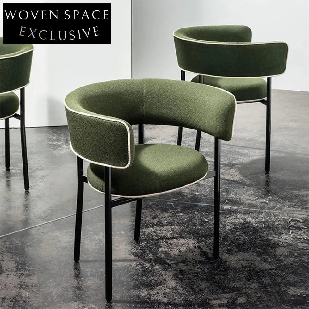Luxury Retro Green Velvet Upholstered Dining Chair with Sleek Metal Legs